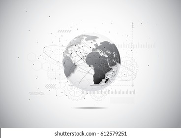 Global network connection. World map point line composition representing the global. Vector Illustration