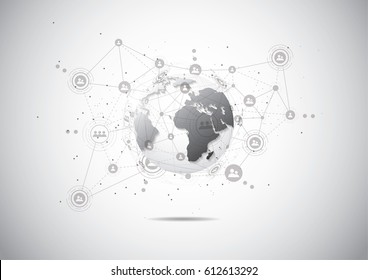 Global Network Connection. World Map Point And Line Composition Concept Of Global Business. Vector Illustration