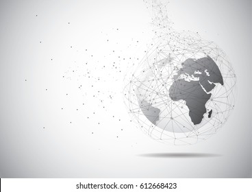 Global network connection. World map point line composition representing the global. Vector Illustration