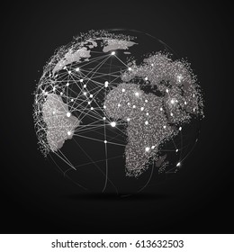 Global network connection. World map point line composition representing the global. Vector Illustration