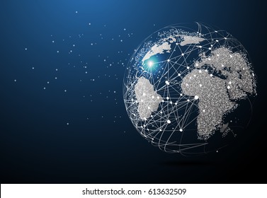 Global network connection. World map point and line composition concept of global business. Vector Illustration