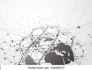 Global network connection. World map point and line composition concept of global business. Vector Illustration