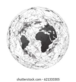 Global network connection. World map point line composition representing the global. Vector Illustration