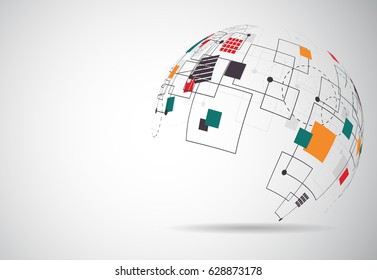 Global network connection. World map point line composition representing the global. Vector Illustration