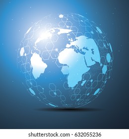 Global network connection. World map point line composition representing the global. Vector Illustration