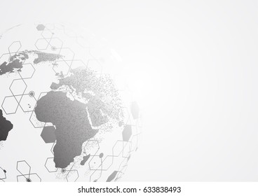 Global network connection. World map point line composition representing the global. Vector Illustration