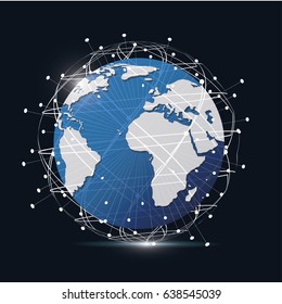 Global network connection. World map point and line composition concept of global business. Vector Illustration