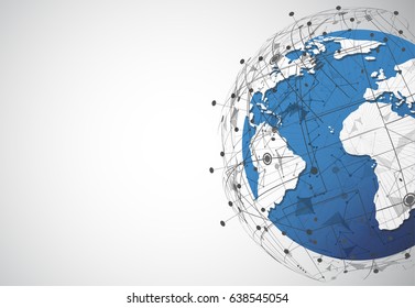 Global network connection. World map point and line composition concept of global business. Vector Illustration