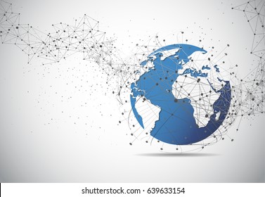 Global network connection. World map point and line composition concept of global business. Vector Illustration