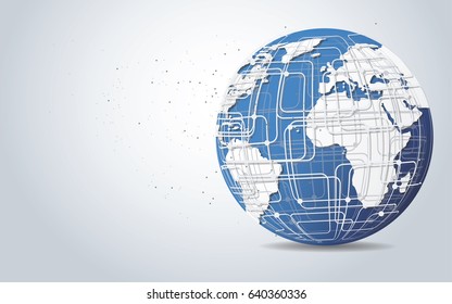 Global network connection. World map point and line composition concept of global business. Vector Illustration