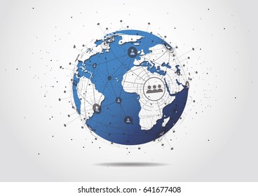 Global network connection. World map point and line composition concept of global business. Vector Illustration