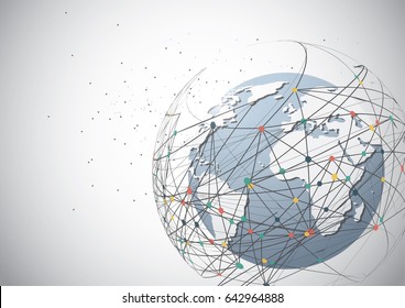 Global network connection. World map point and line composition concept of global business. Vector Illustration