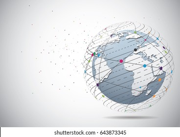 Global network connection. World map point and line composition concept of global business. Vector Illustration