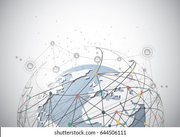 Global network connection. World map point and line composition concept of global business. Vector Illustration