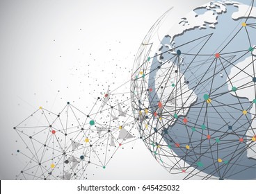 Global network connection. World map point and line composition concept of global business. Vector Illustration