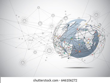 Global network connection. World map point and line composition concept of global business. Vector Illustration