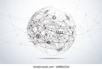 Global network connection. World map point and line composition concept of global business. Vector Illustration