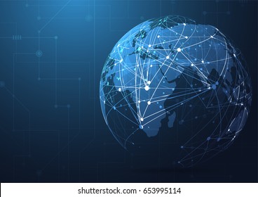 Global network connection. World map point and line composition concept of global business. Vector Illustration