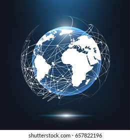Global network connection. World map point and line composition concept of global business. Vector Illustration
