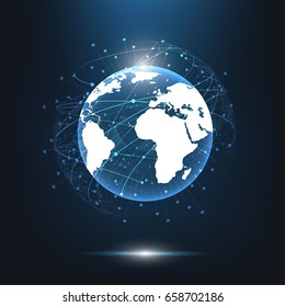 Global network connection. World map point and line composition concept of global business. Vector Illustration