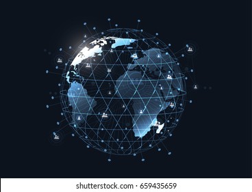 Global network connection. World map point and line composition concept of global business. Vector Illustration