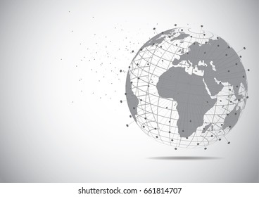 Global network connection. World map point and line composition concept of global business. Vector Illustration
