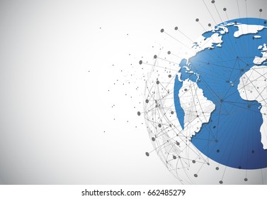 Global network connection. World map point and line composition concept of global business. Vector Illustration