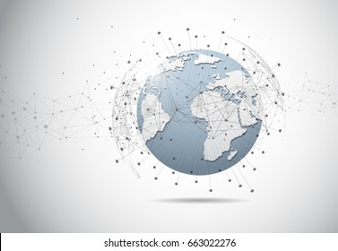 Global network connection. World map point and line composition concept of global business. Vector Illustration