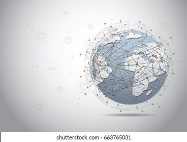 Global network connection. World map point and line composition concept of global business. Vector Illustration