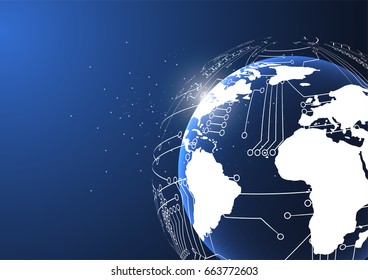 Global network connection. World map point and line composition concept of global business. Vector Illustration