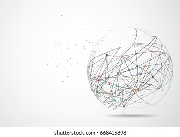 Conexão de rede global. Conceito de composição de pontos e linhas do mapa mundial de negócios globais. Ilustração vetorial