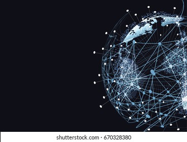 Global network connection. World map point and line composition concept of global business. Vector Illustration