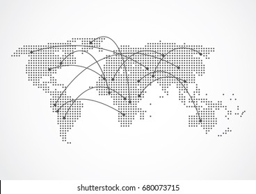 Global network connection. World map point and line composition concept of global business. Vector Illustration