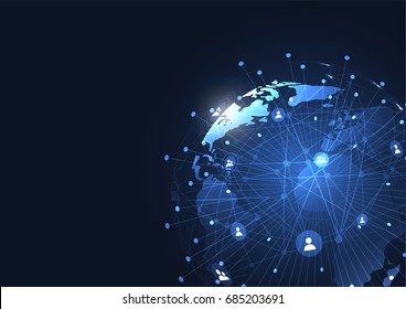 Global network connection. World map point and line composition concept of global business. Vector Illustration