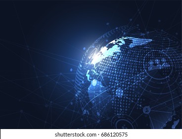Global network connection. World map point and line composition concept of global business. Vector Illustration
