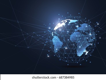 Global network connection. World map point and line composition concept of global business. Vector Illustration