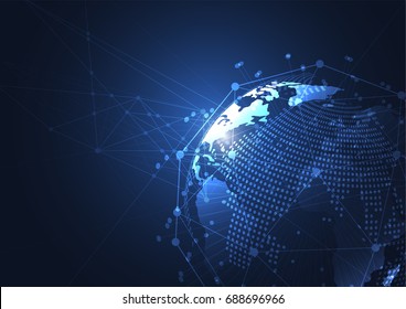 Global network connection. World map point and line composition concept of global business. Vector Illustration