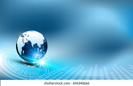 Global network connection. World map point and line composition concept of global business.abstract technology blue.