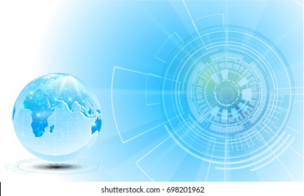 Global network connection. World map point and line composition concept of global business.abstract technology blue.