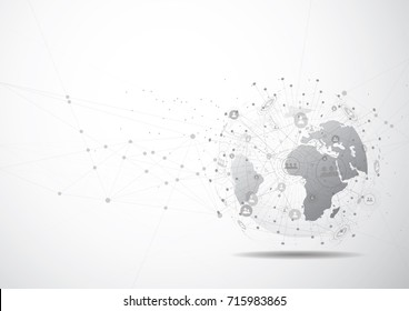 Global network connection. World map point and line composition concept of global business. Vector Illustration