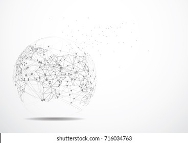 Global network connection. World map point and line composition concept of global business. Vector Illustration