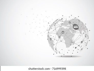 Global network connection. World map point and line composition concept of global business. Vector Illustration