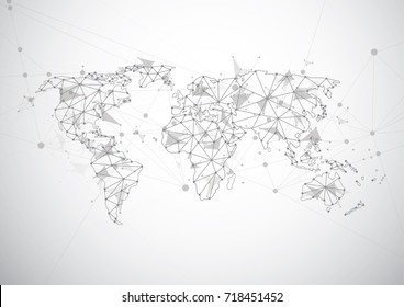 Global network connection. World map point and line composition concept of global business. Vector Illustration