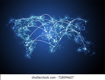 Global network connection. World map point and line composition concept of global business. Vector Illustration