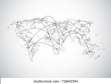 Global network connection. World map point and line composition concept of global business. Vector Illustration