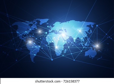 Global network connection. World map point and line composition concept of global business. Vector Illustration