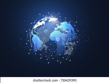 Global network connection. World map point and line composition concept of global business. Vector Illustration