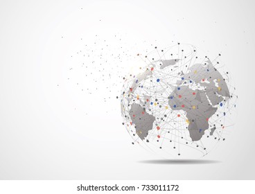 Global network connection. World map point and line composition concept of global business. Vector Illustration
