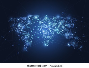 Global network connection. World map point and line composition concept of global business. Vector Illustration