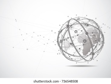 Global network connection. World map point and line composition concept of global business. Vector Illustration